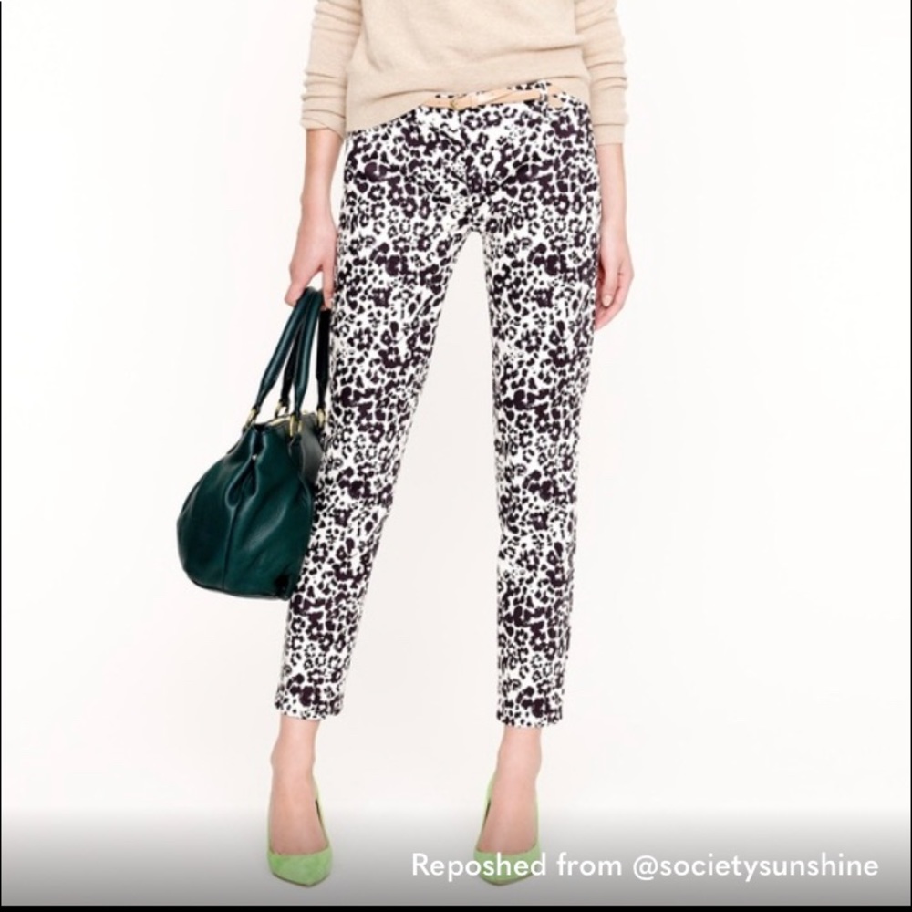 J. Crew Bennett cropped chino snow leopard